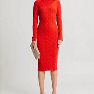 Torn by Ronny Kobo Vibrant Red Long Sleeve Dress